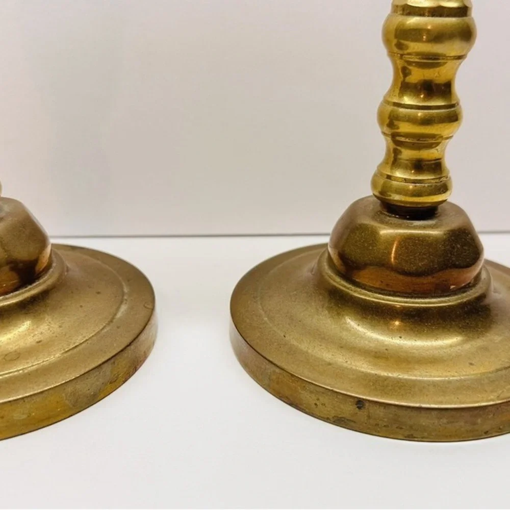 Elegant Heavy Brass Candle Holders-Vintage